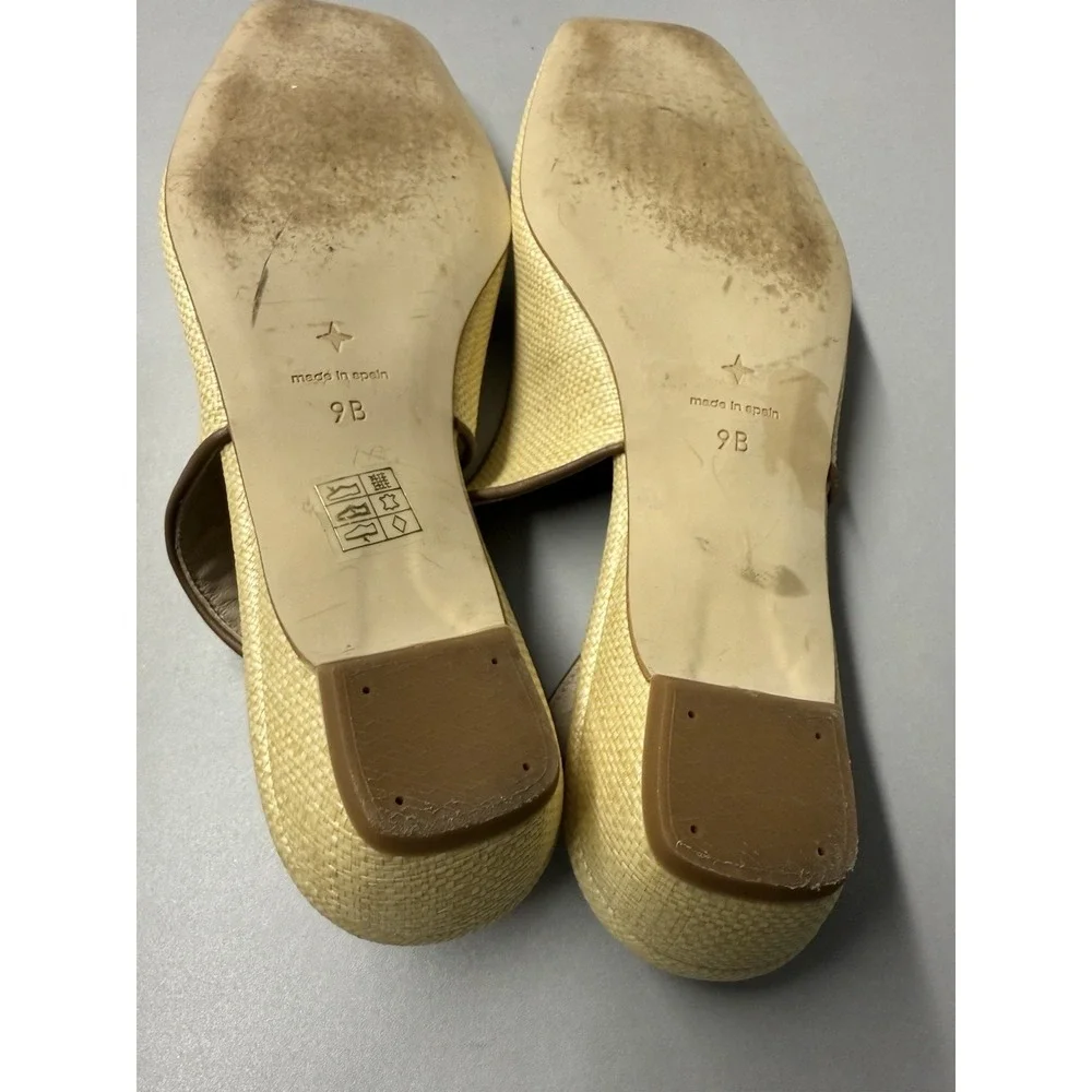 Tuckernuck Liv raffia slingback flats with brown contrast trim. Sz 9B